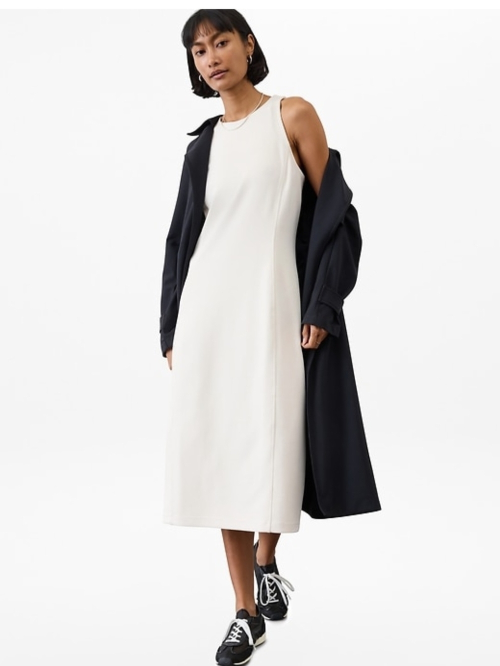 Athleta Seasoft Rib Midi Tank Dress. Cream Color. Med/ Petite